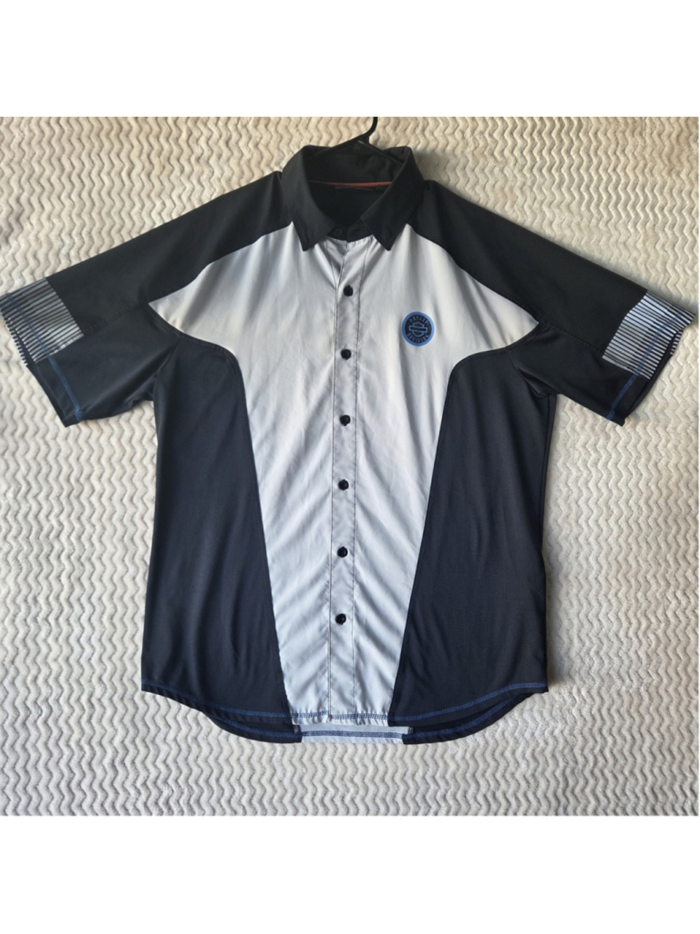 harley davidson button down shirt large Polyester